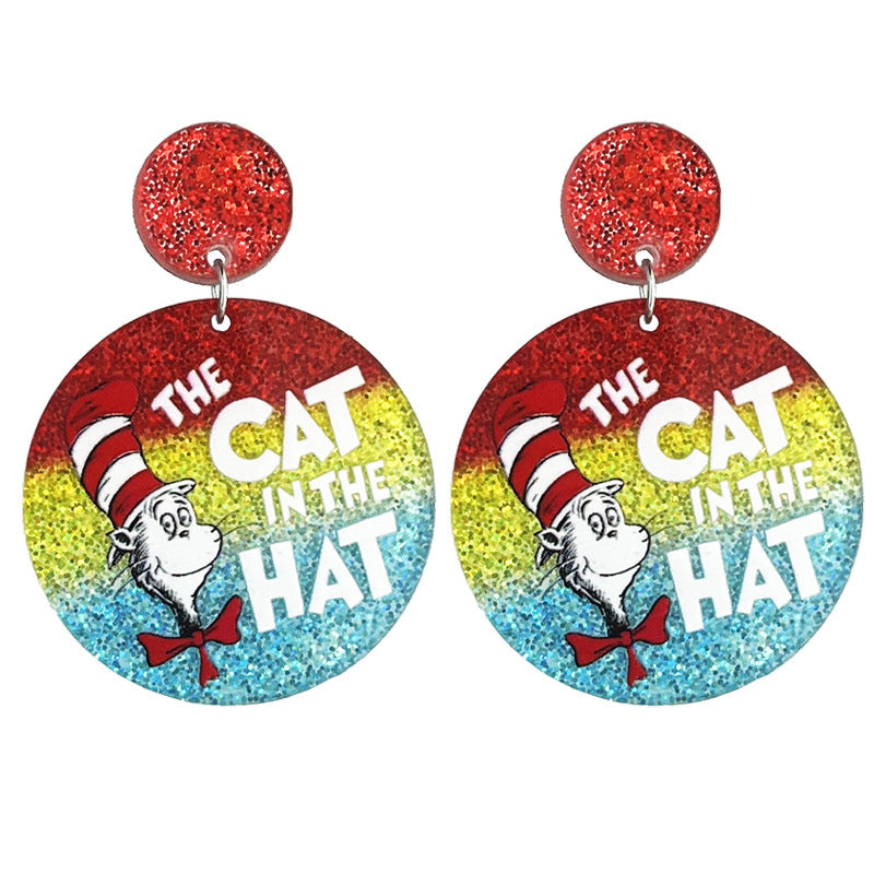 Wholesale teacher reading atmosphere earrings shiny bright cute  acrylic earrings